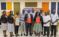 Ing. Dr. Lucy Agyepong and Prof. Samuel Boakye Dampare, DG of GAEC, with representatives from ACity and GAEC after the MoU signing